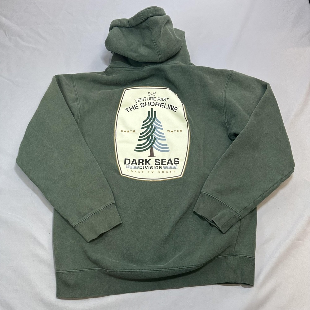 Dark Seas Division Hoodie Mens S Green Venture Past Shoreline Casual Fishing